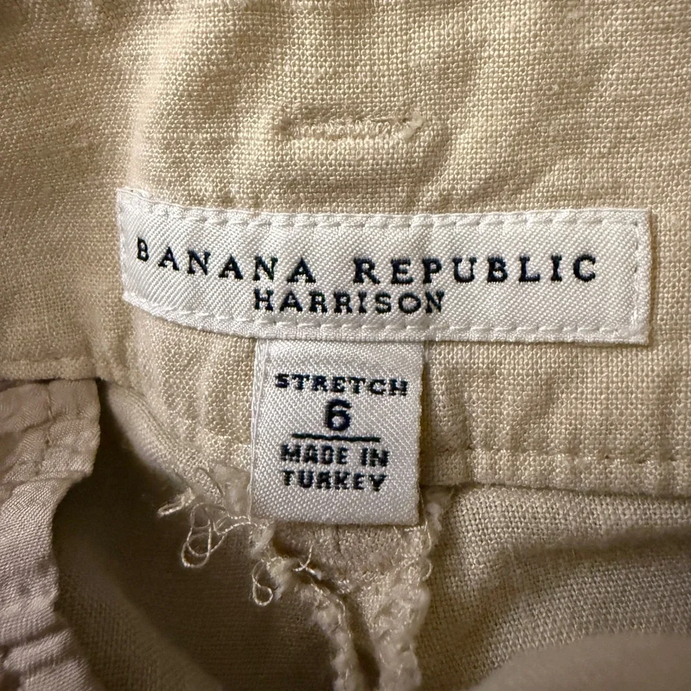 Banana Republic Harrison Linen Blend Straight Leg Pants Beige Womens Size 6‎